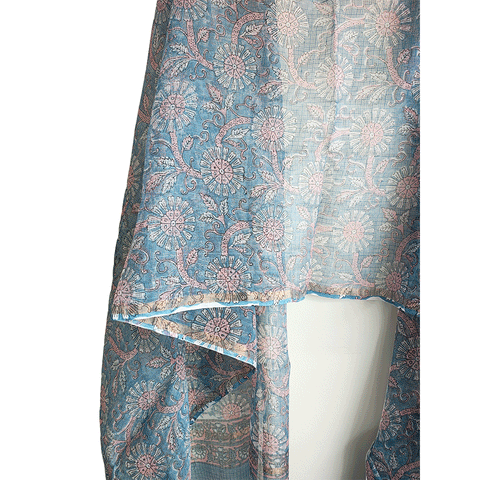 Kota Doria Hand Block Printed Duptta