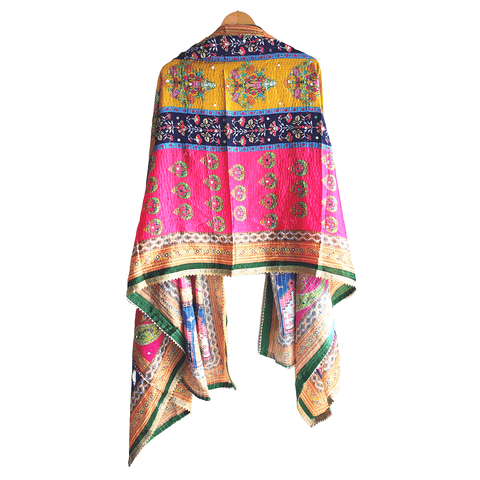 Pakistani Digital Printed Chinnon Multicoloured Dupatta With Heavy Mirror Work