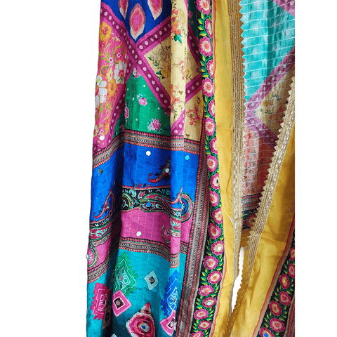 Pakistani Digital Printed Chinnon Dupatta With Heavy Mirror Work