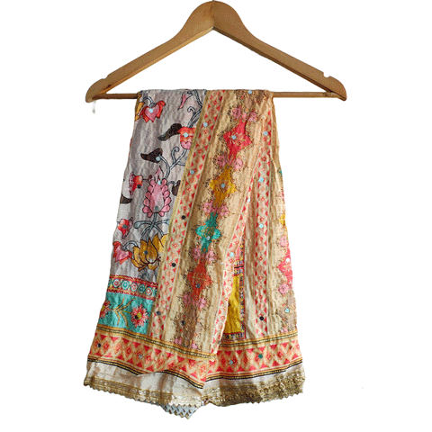 Pakistani Digital Printed Chinnon Fancy Heavy Mirror Work Dupatta