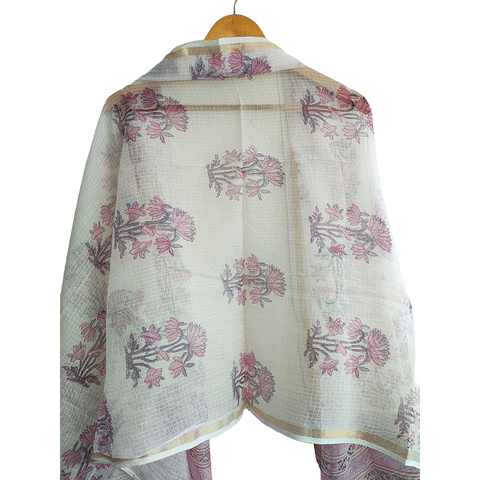 Kota Doria Hand Block Printed Duptta