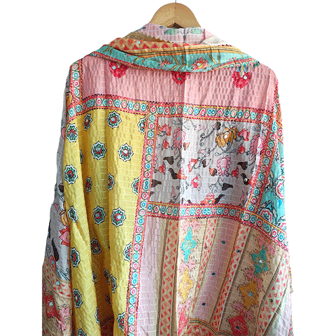 Pakistani Digital Printed Chinnon Fancy Heavy Mirror Work Dupatta