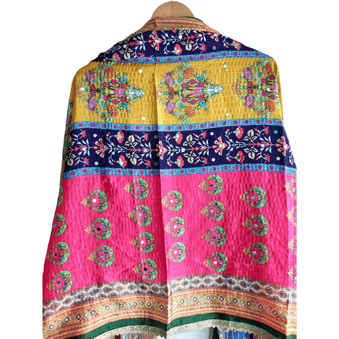 Pakistani Digital Printed Chinnon Multicoloured Dupatta With Heavy Mirror Work