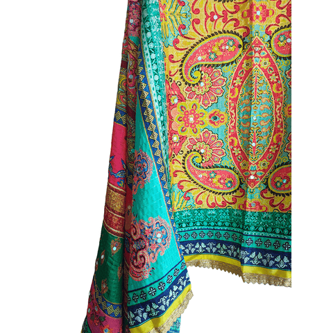 Pakistani Digital Printed Chinnon Dupatta With Heavy Mirror Work