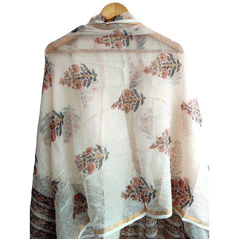 Kota Doria Hand Block Printed Duptta