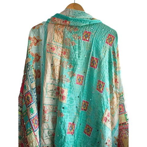 Pakistani Digital Printed Chinnon Fancy Heavy Mirror Work Dupatta