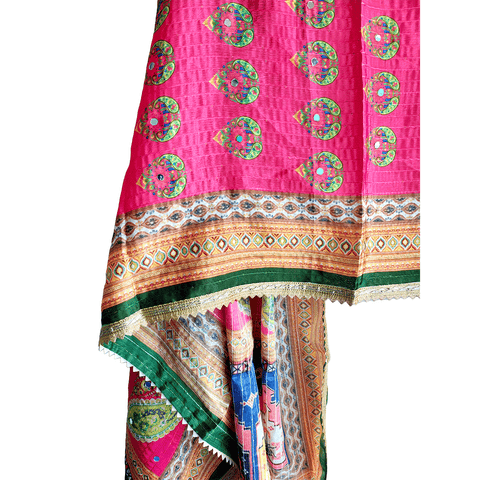 Pakistani Digital Printed Chinnon Multicoloured Dupatta With Heavy Mirror Work