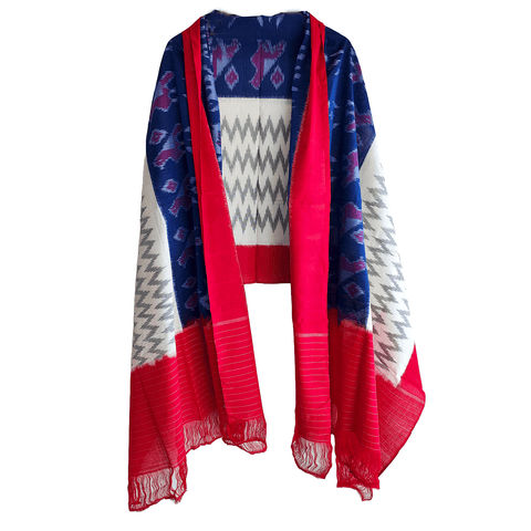 Eternal Beauty Handwoven Pochampally Ikat Silk Dupatta with Zari Elegance