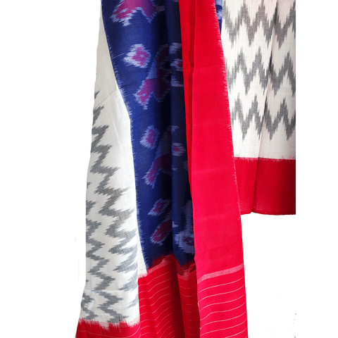 Eternal Beauty Handwoven Pochampally Ikat Silk Dupatta with Zari Elegance