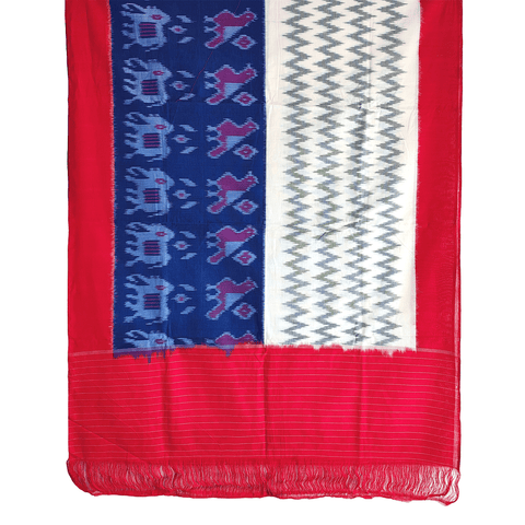 Eternal Beauty Handwoven Pochampally Ikat Silk Dupatta with Zari Elegance