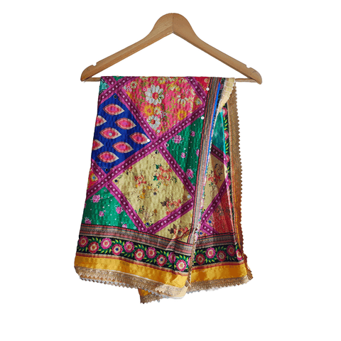 Pakistani Digital Printed Chinnon Dupatta With Heavy Mirror Work