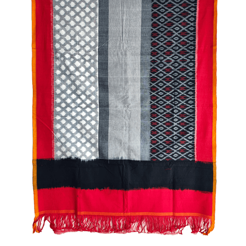 Eternal Beauty Handwoven Pochampally Ikat Silk Dupatta with Zari Elegance