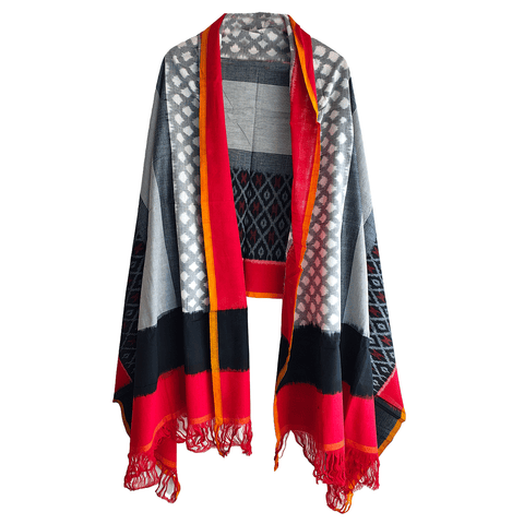 Eternal Beauty Handwoven Pochampally Ikat Silk Dupatta with Zari Elegance