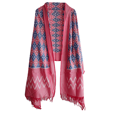 Eternal Beauty Handwoven Pochampally Ikat Silk Dupatta with Zari Elegance