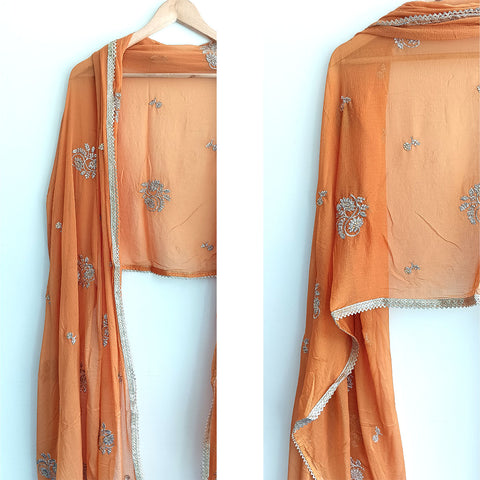 India Scarves Pure Najmin Mustard Stole Dupatta with Golden Embroidery 220X100…