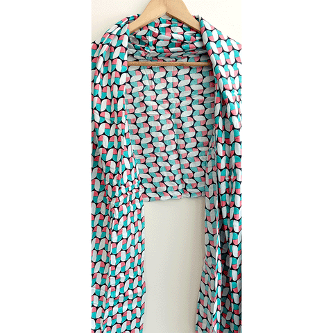 India Scarves Women's Viscose Geoi Design Red,Green,white and green colour Fragrance Stole, 75 Cm x 185 Cm, With Free Hanger