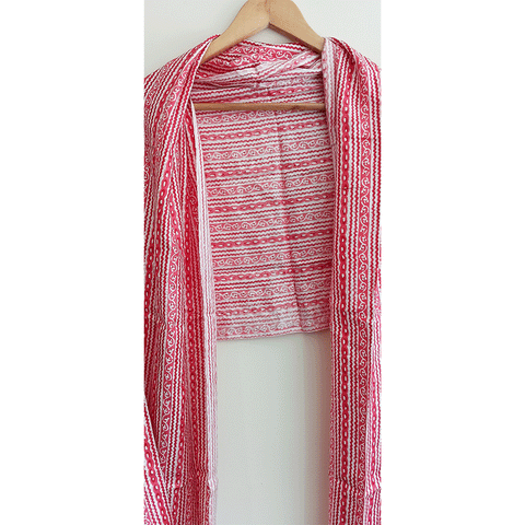 India Scarves Women's Viscose Geoi Design Red,Green,white and green colour Fragrance Stole, 75 Cm x 185 Cm, With Free Hanger