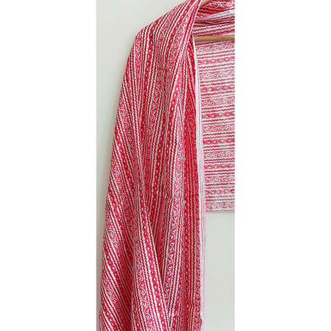 India Scarves Women's Viscose Geoi Design Red,Green,white and green colour Fragrance Stole, 75 Cm x 185 Cm, With Free Hanger