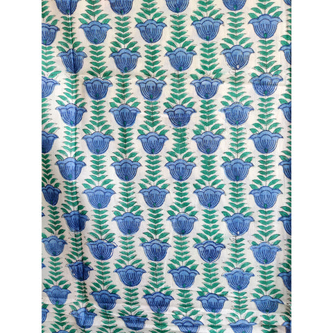 Baagru Hand Block Printed Cotton Mulmul Dupatta Blue Color 115X225 Cm